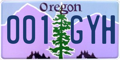 OR license plate 001GYH