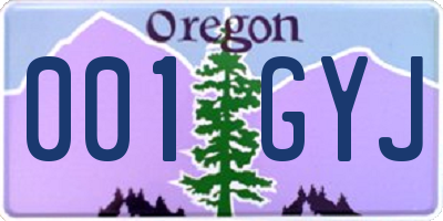 OR license plate 001GYJ