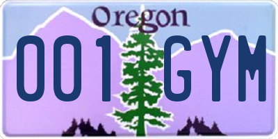 OR license plate 001GYM