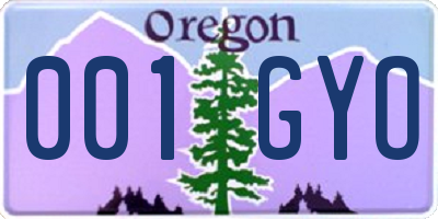 OR license plate 001GYO