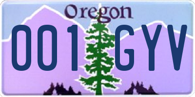 OR license plate 001GYV