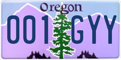 OR license plate 001GYY