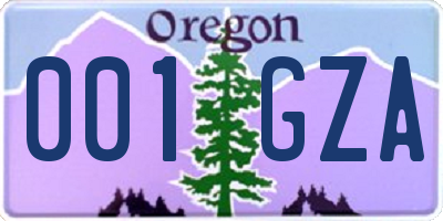 OR license plate 001GZA