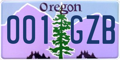 OR license plate 001GZB