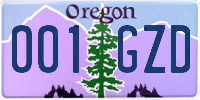 OR license plate 001GZD