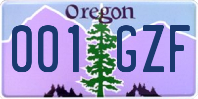 OR license plate 001GZF