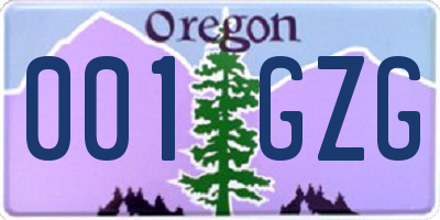 OR license plate 001GZG