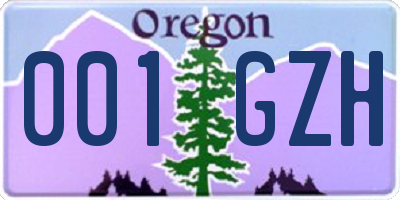 OR license plate 001GZH