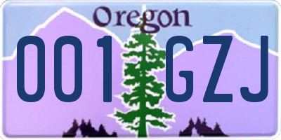 OR license plate 001GZJ
