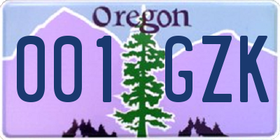 OR license plate 001GZK