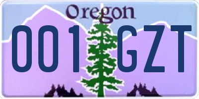 OR license plate 001GZT