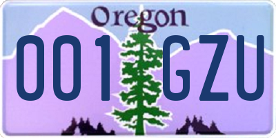 OR license plate 001GZU