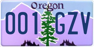 OR license plate 001GZV