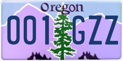 OR license plate 001GZZ