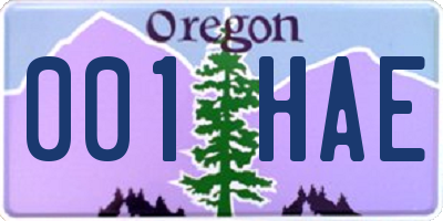 OR license plate 001HAE