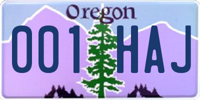 OR license plate 001HAJ