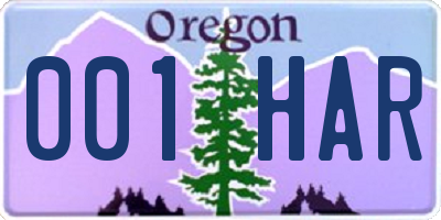 OR license plate 001HAR