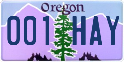 OR license plate 001HAY