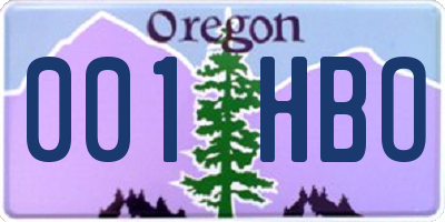 OR license plate 001HBO