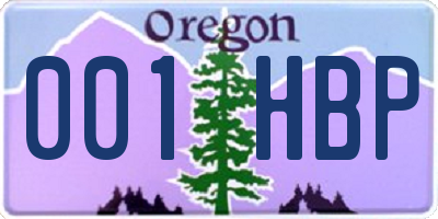 OR license plate 001HBP