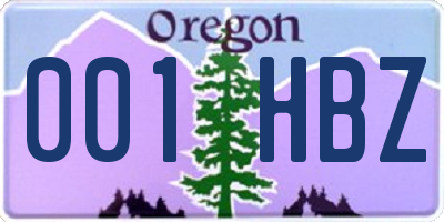 OR license plate 001HBZ