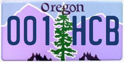 OR license plate 001HCB