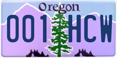 OR license plate 001HCW