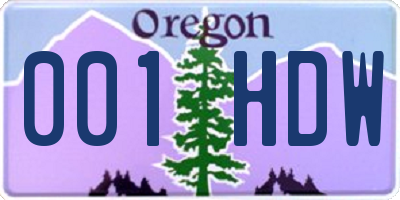 OR license plate 001HDW