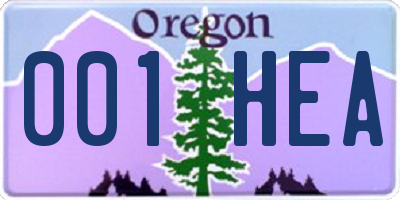 OR license plate 001HEA