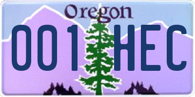 OR license plate 001HEC