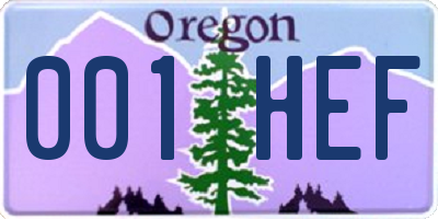 OR license plate 001HEF