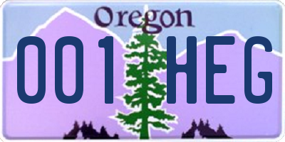 OR license plate 001HEG