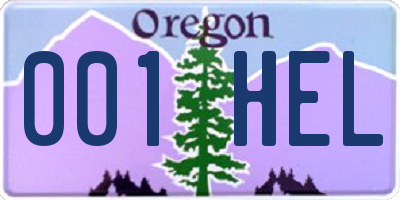 OR license plate 001HEL