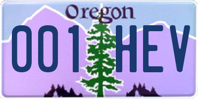 OR license plate 001HEV