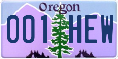 OR license plate 001HEW