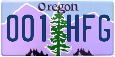 OR license plate 001HFG