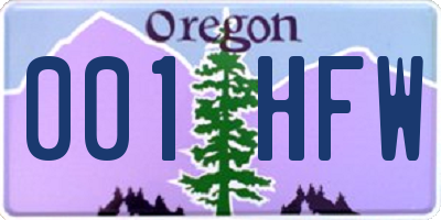 OR license plate 001HFW