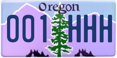 OR license plate 001HHH