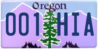 OR license plate 001HIA