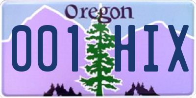 OR license plate 001HIX