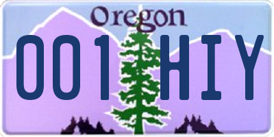 OR license plate 001HIY