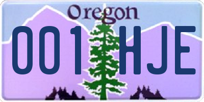 OR license plate 001HJE