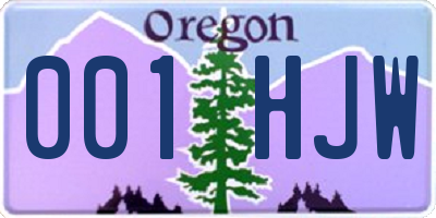OR license plate 001HJW