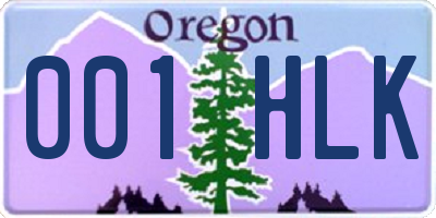 OR license plate 001HLK