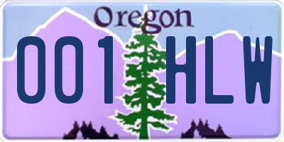 OR license plate 001HLW