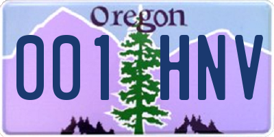 OR license plate 001HNV