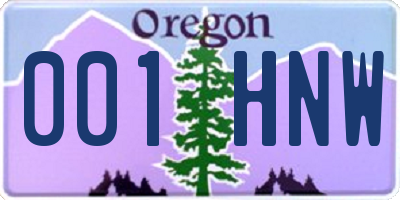 OR license plate 001HNW