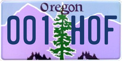 OR license plate 001HOF