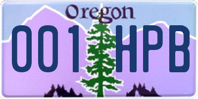 OR license plate 001HPB