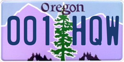 OR license plate 001HQW